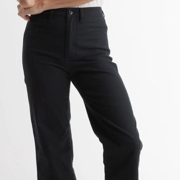 Quince Organic Stretch Cotton Twill Wide-Leg Crop Pants  - Size 32 - Picture 2 of 3